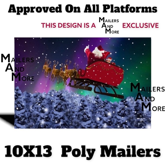 100 10X13 Santa Aurora Borealis Christmas Mailers Envelopes Bags PRICE IS FIRM - Picture 2 of 4